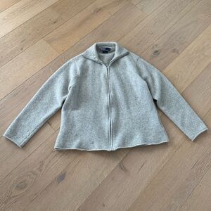 Vintage Ralph Lauren Light Gray Lambswool Women's Full Zip XL
